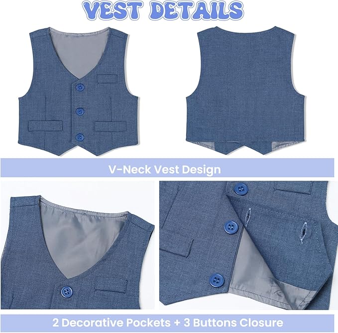 Baby Boy Clothes Suits Infant Gentleman Wedding Outfit Formal Dress Shirt Vest Bowtie Pants 4Pcs Baby Suit Sets