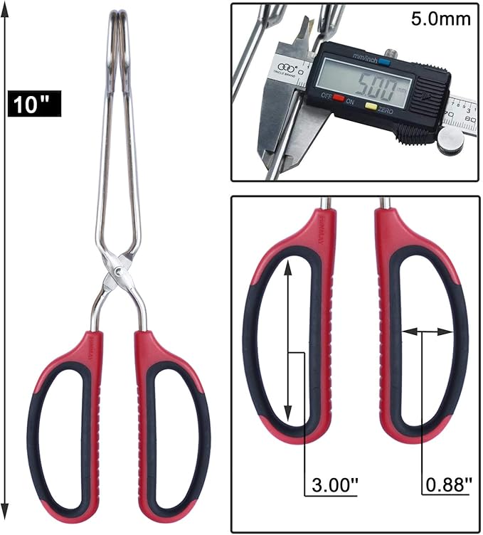Stainless Steel Scissor Tongs with Comfort-Grip Handle 10-Inch