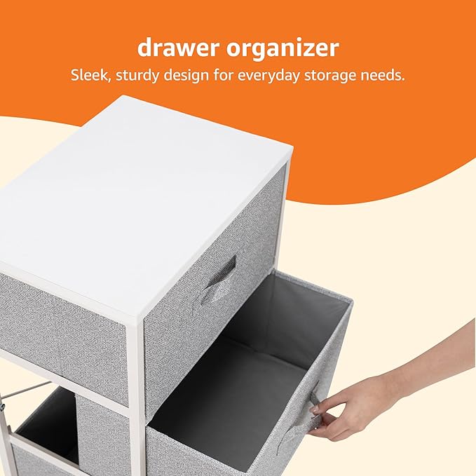 Amazon Basics Fabric 4-Drawer Storage Organizer Unit for Closet, White