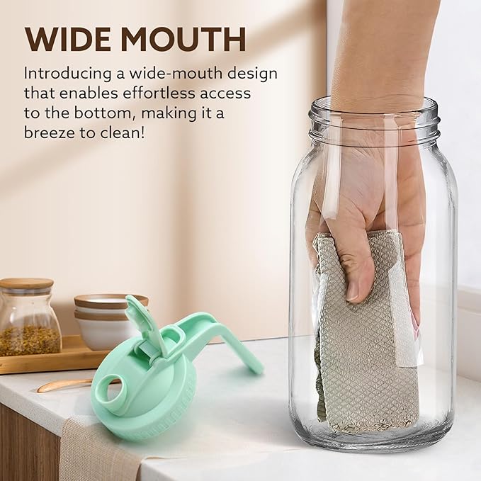 Breast Milk Pitcher, 32 OZ Mason Jar Pitcher with Lid Double Leak Proof,1 Quart Breastmilk Storage Containers for Fridge, Glass Jug for Sun Tea, Juice, Cold Brew Coffee