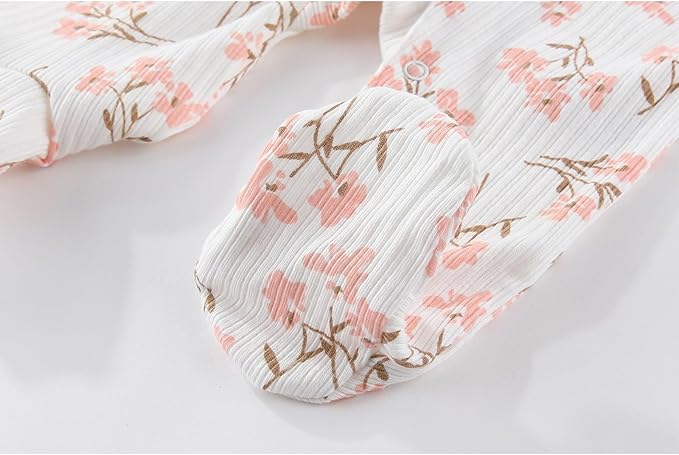 Fashion Baby Boy Girl Clothing Set Cotton Soft 3-Piece Long Sleeve Button Rompers 5-Pack Hats&Gloves Infant Clothes