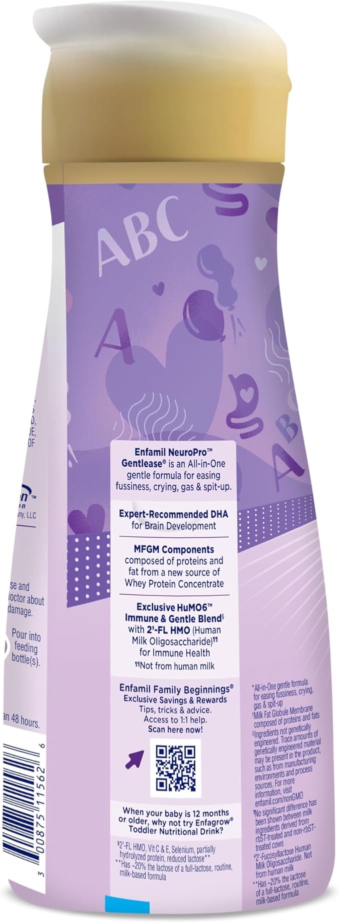 Enfamil NeuroPro Gentlease Ready-to-Feed with Smaller Proteins for Easy Digestion, Brain Supporting DHA, Prebiotic,Baby Formula for easing Fussiness, Crying, Gas, Spit-up in 24hrs, 32 Fl Oz, 6 Count