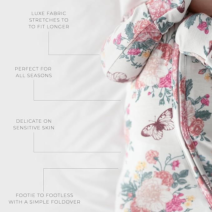 Posh Peanut Convertible Baby Sleepers - Girls Footless Baby Pajamas with 2 Way Zipper for Easy Diaper Changes