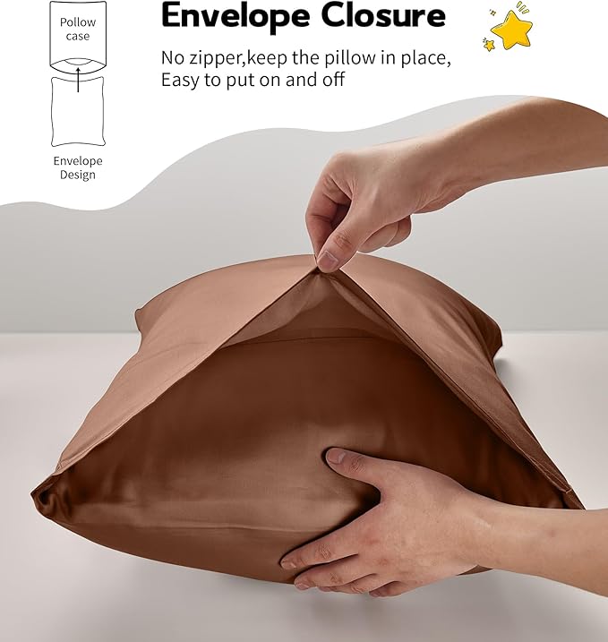 Deep Dream Toddler Pillowcases for 13x18 Pillow 2 Pack, 100% Cotton Travel Pillow Case Cover, 600 Thread Count Cotton Pillow Covers, Soft & Breathable Small Pillow Cases Envelope Closure, Coffee Brown