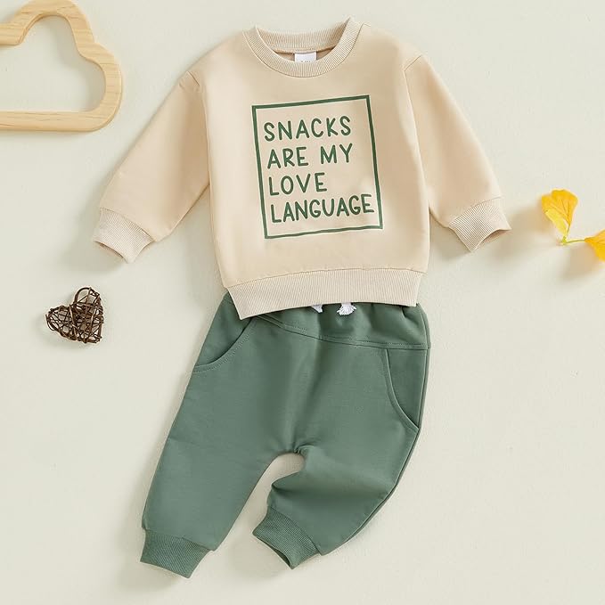 Toddler Baby Boy Fall Winter Outfit Long Sleeve Letter Print Sweatshirts and Jogger Pants Infant Boy Clothes