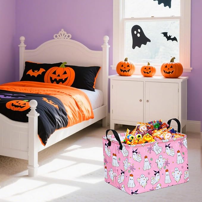 Ghost Happy Halloween Kids Gift Shelf Storage Basket Organizer Box Clothes Laundry Hamper Toys Nursery Basket Baby Laundry Basket with Handles
