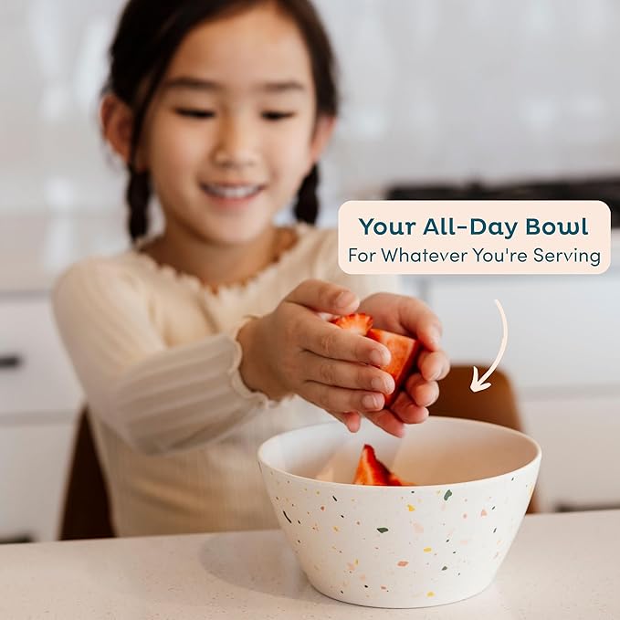 Nook Theory 4 Pack Bamboo Bowls - 22 Oz Reusable Bowl, Dishwasher Safe - Not Microwavable Bamboo Dishes (Clayday)