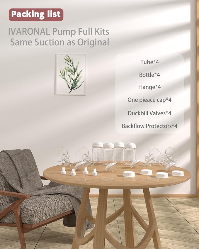 4packs 14mm Full Breast Replacement Pump Parts for Spectra S1 S2 9 Plus Synergy Gold Include 13mm Flange,Valve,Backflow Protector,Tube,Bottle,Caps, Fit for Motif Luna Cimilre Ameda MYA Pump