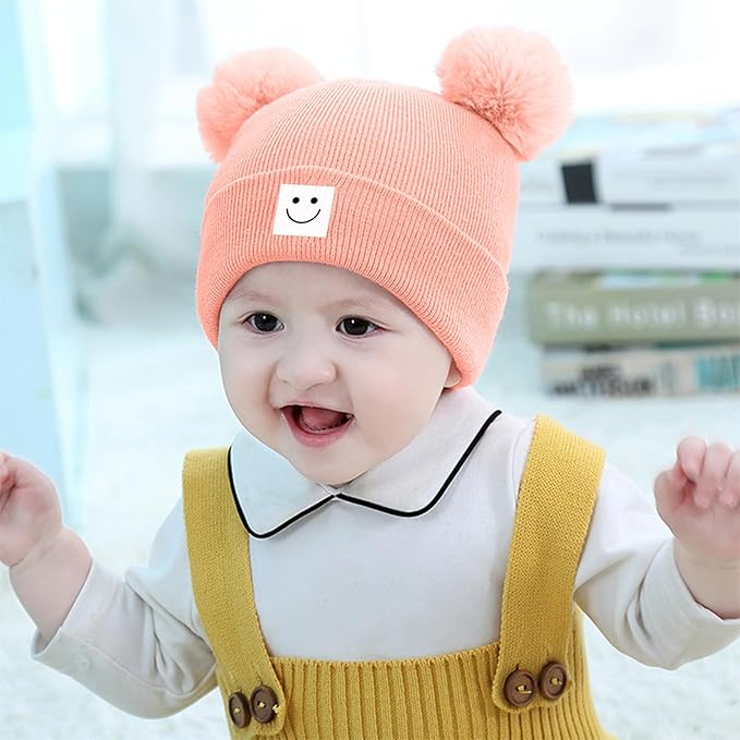 AZJ Baby Beanie Hat Toddler Infant Winter Knitted Hat Kids Soft Warm Pom Pom Beanie Cap for Boys Girls