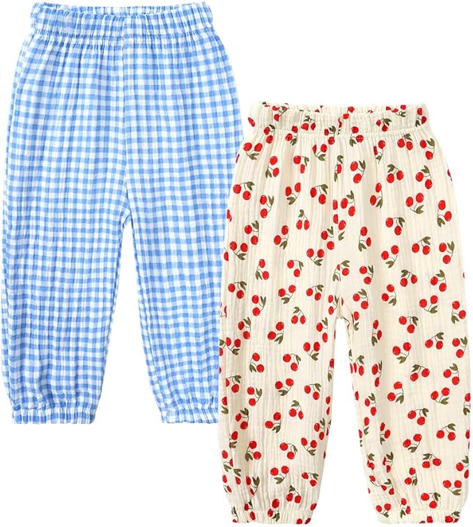 MYGBCPJS Baby Boys Girls Cotton Linen Trousers Kids Casual Ankle Pants Loose Long Bloomers