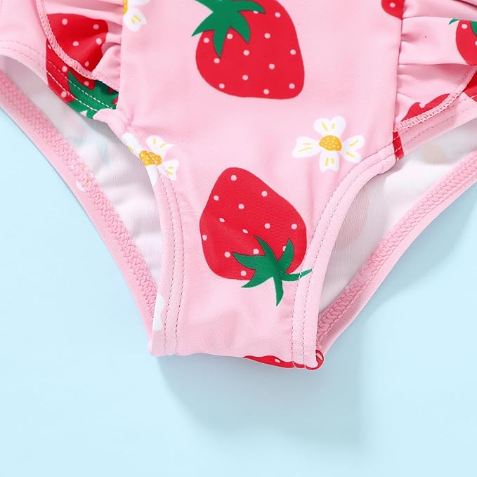 Happy Town One-Piece Infant Toddler Baby Girl Summer Swimsuit Watermelon Leopard Ruffle Swimwear Bikini Bathing Suit