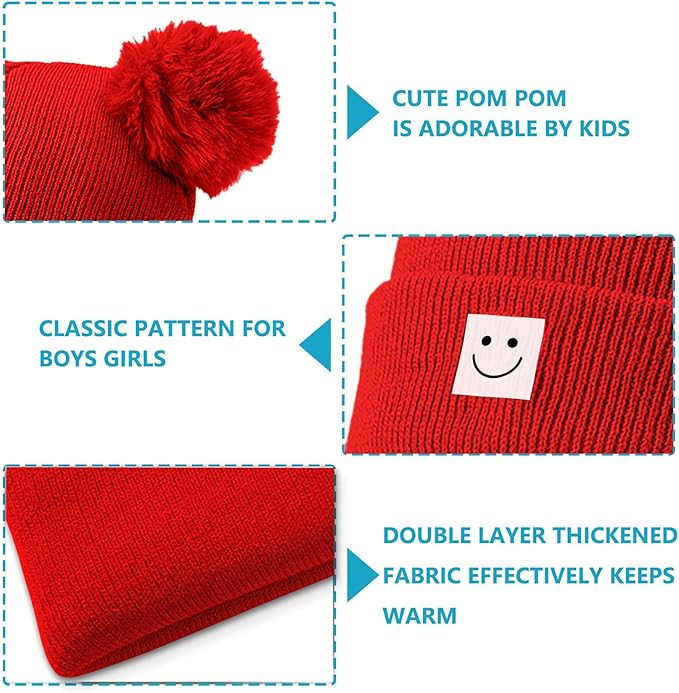 AZJ Baby Beanie Hat Toddler Infant Winter Knitted Hat Kids Soft Warm Pom Pom Beanie Cap for Boys Girls