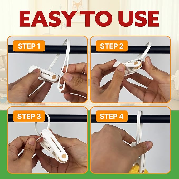 HASHI Premium Baby Clothes & Pants Clips 36 Pack, Silicone Pads for Non-Slip Hanger Clips, Space-Saving Organizer for Baby & Toddler Laundry, Closet, Socks, Stroller, Travel & Drying Rack