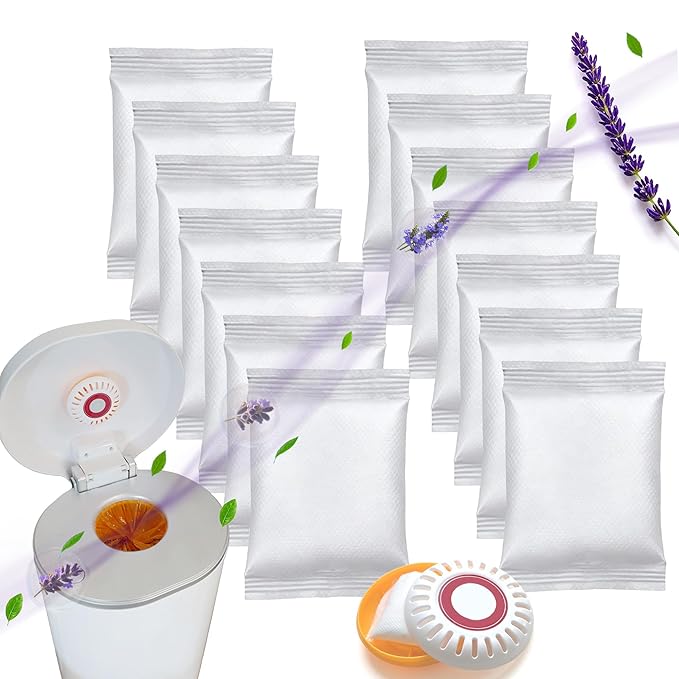 NewKe 14 Pcs Lavender Scent Baking Soda Refills for Puck Baking Soda Cartridge, Diaper Pail Deodorizer Replacement Odor Eliminator Compatible with Munchkin Step and Pall Diaper Pails