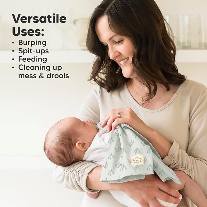 Organic Burp Cloths Baby Boy, Girl - 6-Pack Large Cotton Burping Cloths for Babies, Spit Up Rags, Super Absorbent, Ultra Soft Newborn Rag, Gender Neutral, Machine Washable, Durable (Lunaris)