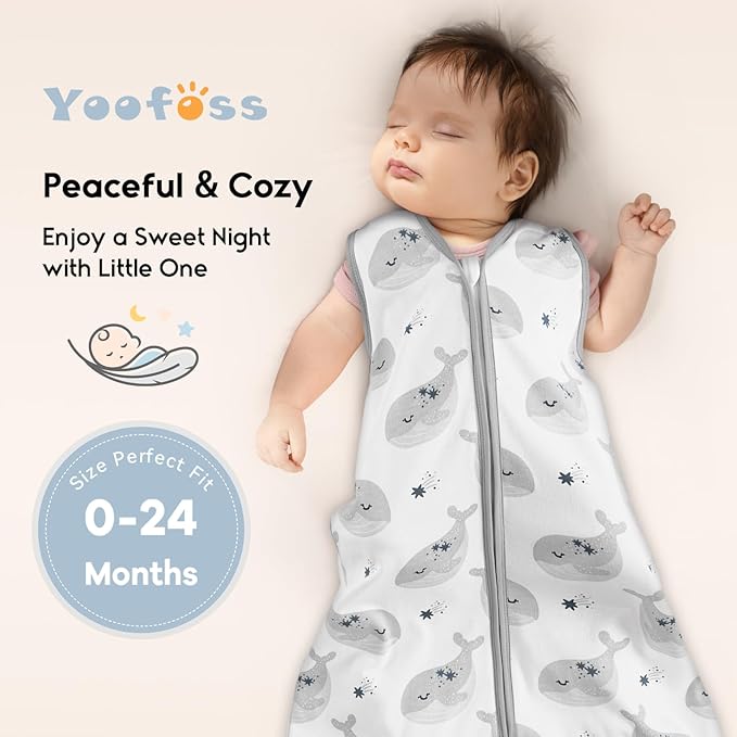Yoofoss Baby Sleep Sack 0-6 Months 0.5 Tog Wearable Blanket for Baby, 3 Pack 100% Organic Cotton Infant Toddler Sleeping Sack 2-Way Zipper Lightweight Sleep Sack