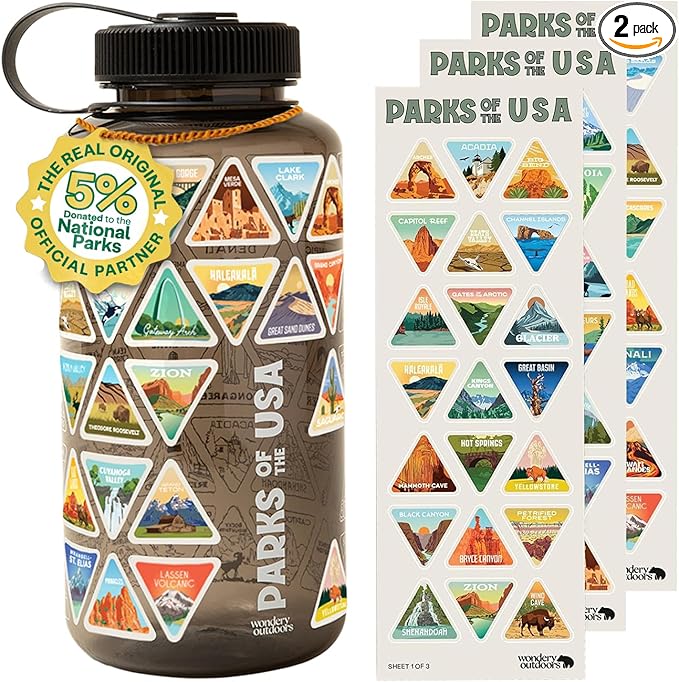 Wondery The Original Parks of the USA® Wide Mouth Adventure Bucket List Bottle (Black)