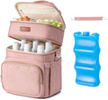 Insulated Breastmilk Cooler Bag with Ice Pack - Holds 6x9oz Bottles, Leakproof Double Layer, Bottle Cooler Bag with Adjustable Strap for Nursing Moms, Daycare & Travel