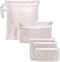 Bumkins - Waterproof Wet Bag, Wet/Dry Clutch & Clear Travel Bags - For Beach, Baby, Travel, Cloth Diapers, Pump Parts, Pool, Gym, Toiletries - Reusable & Easy to Clean - Boho Beige - 5 Pack