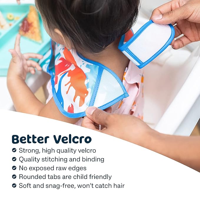 Tiny Twinkle Mess Proof Baby Bibs for Eating – Waterproof, Wipeable Toddler Bibs with Pocket – Baby Food Bibs for Girls & Boys(3 Pack,Cowboy)