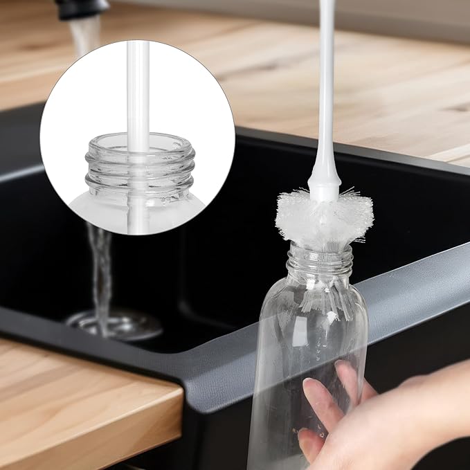 Long Handle Water Bottle Brush,Flexible Bottle Brush for Cleaning Milkshake Cup,Sports Bottle,Navy Blue,2 Pack