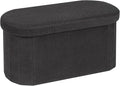 B FSOBEIIALEO Ottoman with Storage for Living Room, Sherpa Folding Storage Ottoman Foot Rest, 30 Inches Collapsible Bedroom Bench Dark Grey