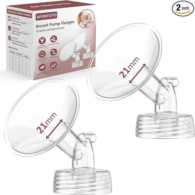 21mm Flanges Compatible with Spectra S2 S1 9 Plus Synergy Gold Breastpump, Not Original Spectra Replacement Pump Parts, Wide Mouth Flange Accessories for Elastic Nipples Work with Backflow Protector