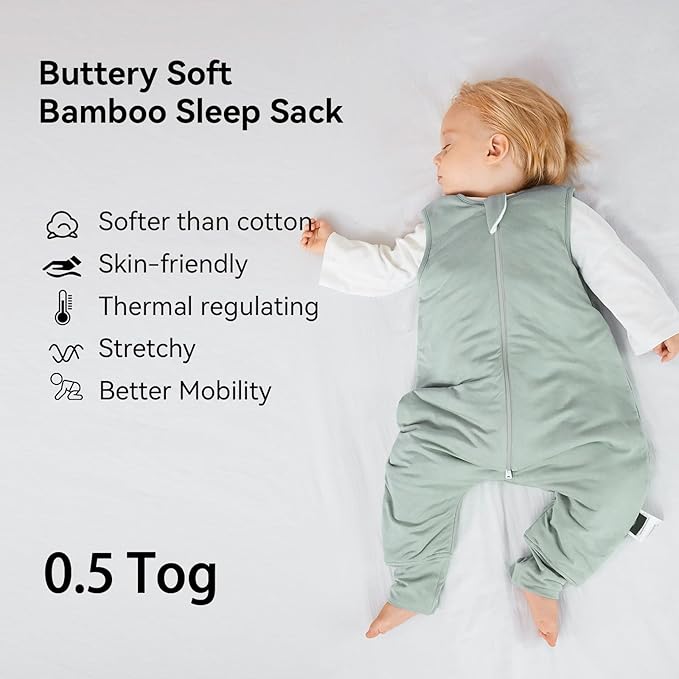 BubblePanda Rayon Made from Bamboo Toddler Sleep Sack with Feet 12-24 Months 0.5 Tog Ultra Soft Toddler Sleeping Sack 1t-2t Baby Sleep Bag Walker Wearable Blanket with Legs 2-Way Zipper Lightweight