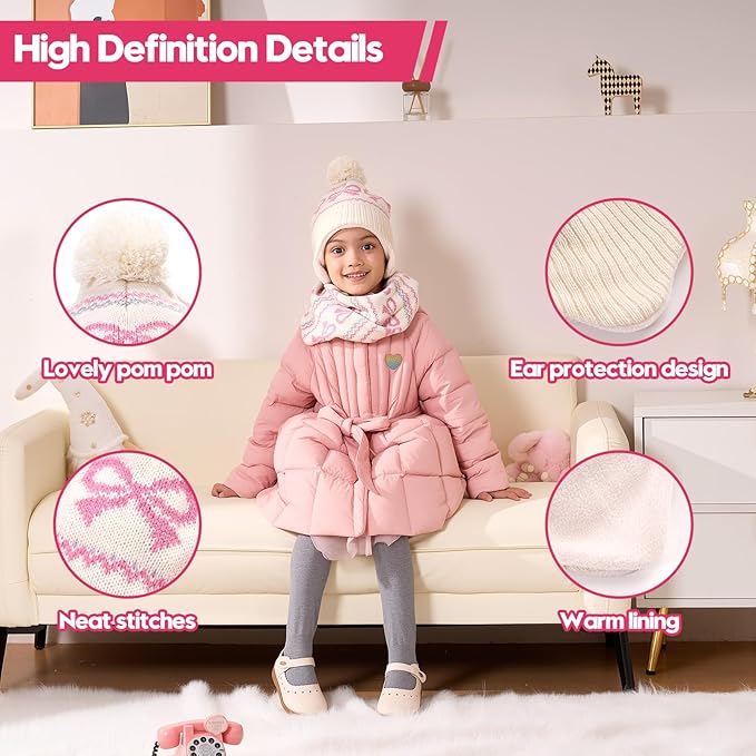Moon Kitty Baby Girls Earflaps Knit Hats Infant Baby Beanies6-12Months
