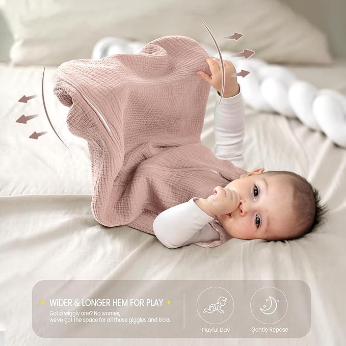 lulumoon Sleep Sack Muslin for Baby: Cotton Wearable Blanket for 3-9 Months - Soft Lightweight Ideal for Nursery Lounge Nighttime Naptime
