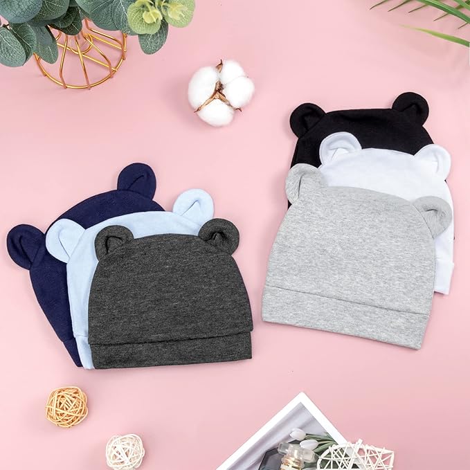 DRESHOW BQUBO 6 Pack Baby Hats for Boys Girls Unisex Baby Hat Soft Knit Cap Nursery Beanie for Newborn Infant Toddler Kid