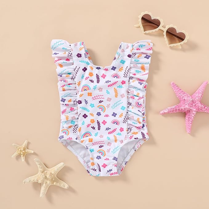 Happy Town One-Piece Infant Toddler Baby Girl Summer Swimsuit Watermelon Leopard Ruffle Swimwear Bikini Bathing Suit