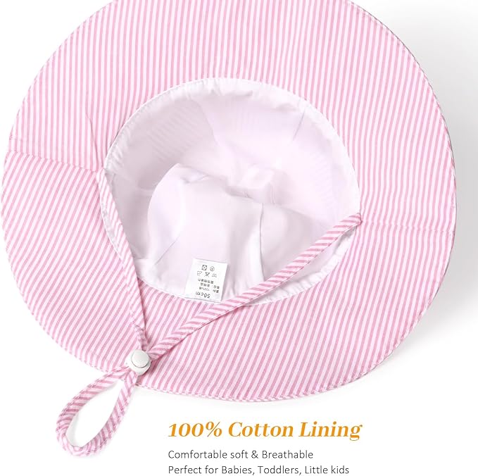 Baby Girl Sun Hat Summer Foldable Beach Hats with UPF50+ Sun Protection Wide Brim Toddler Bucket Hat Cap