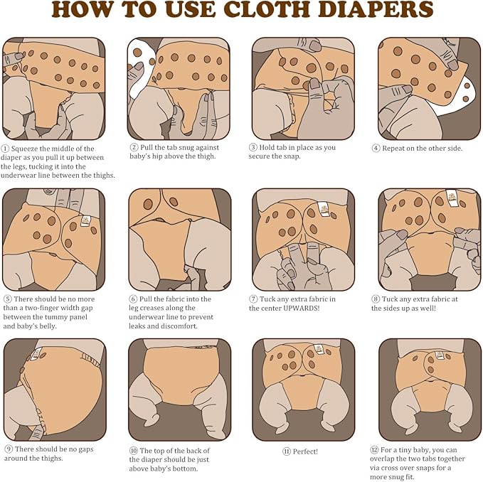 Mama Koala 3.0 Cloth Diapers for Babies with AWJ Lining, 6 Pack with 12 5-Layer Bboo(No Microfiber) Cloth Diaper Inserts - Reusable and Washable Pocket Diapers(12-My Warm Heart)