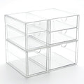 Prsildan Acrylic Drawer Makeup Organizer with 6 Drawers (Not for Baby Bottle), Set of 2 Office Desk Organizers Accessories, Clear Stackable Storage Drawers for Vanity, Craft (Largest Drawer 4" Tall)