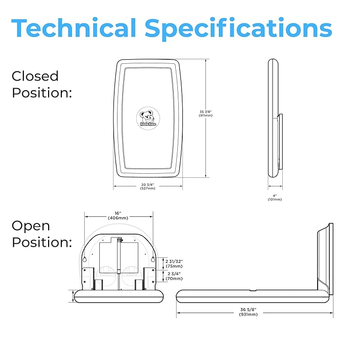 Koala Kare Surface-Mounted Horizontal Baby Changing Station, Model KB300-01 (Grey)