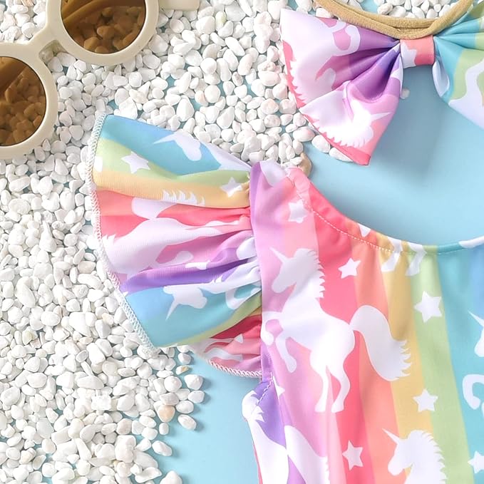 Toddler Girl Baby Ruffles Mermaid Fish Scale Swimsuit One Piece Swimwear Bathing Sunsuit