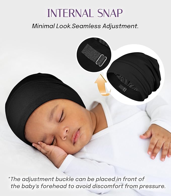 OLESILK Silk Baby Bonnet for 0-6 Months - 100% Mulberry Silk Toddler Hair Bonnet, Adjustable Night Cap for Sleeping