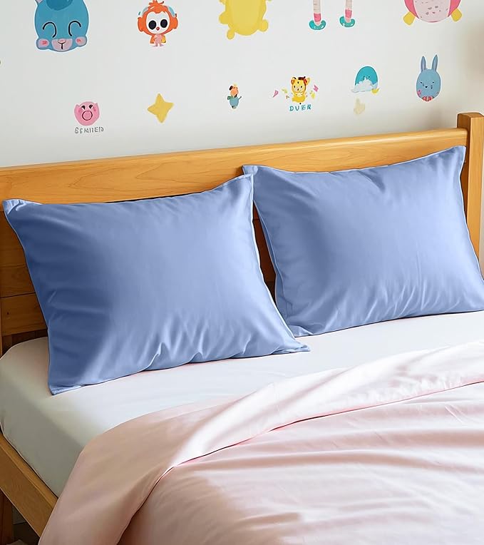 Deep Dream Toddler Pillowcases for 13x18 Pillow 2 Pack, 100% Cotton Travel Pillow Case Cover, 600 Thread Count Cotton Pillow Covers, Soft & Breathable Small Pillow Cases Envelope Closure, Gray Blue