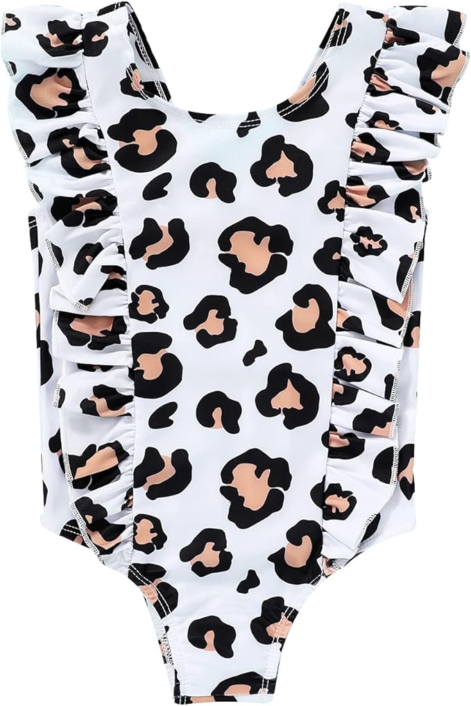 Happy Town One-Piece Infant Toddler Baby Girl Summer Swimsuit Watermelon Leopard Ruffle Swimwear Bikini Bathing Suit