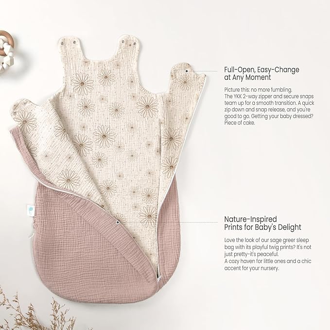 lulumoon Sleep Sack Muslin for Baby: Cotton Wearable Blanket for 15-24 Months - Soft Lightweight Ideal for Nursery Lounge Nighttime Naptime
