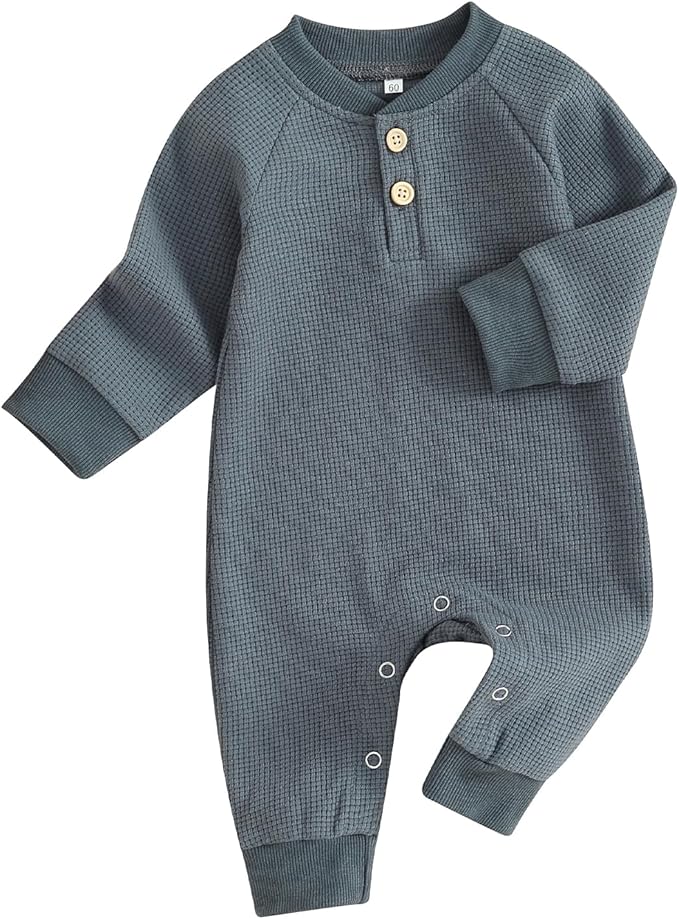 Kuriozud Newborn Infant Unisex Baby Boy Girl Clothes Button Romper Jumpsuit Basic One Piece Outfits