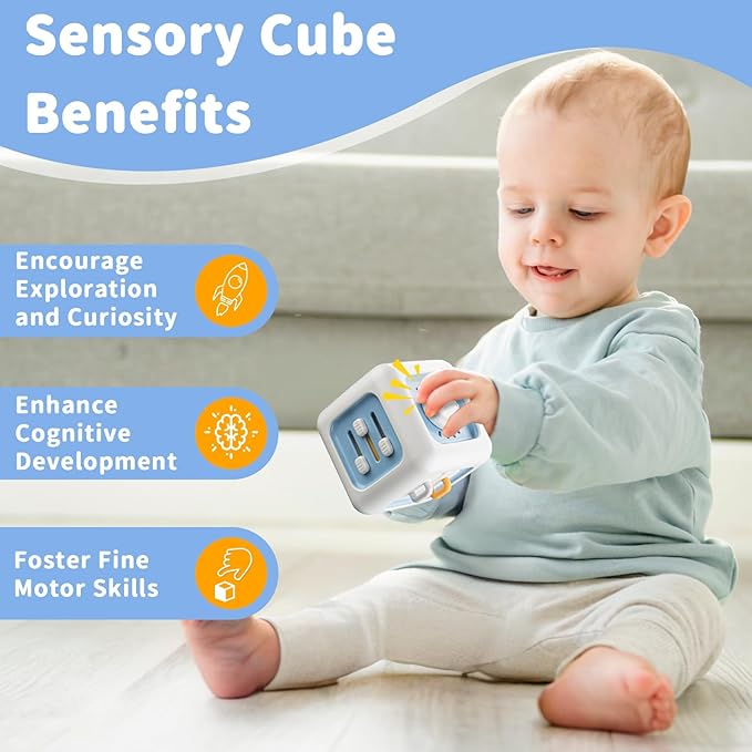 Busy Cube Toy for 1 Year Old, Montessori for 1+ Year Old, Travel Toys for Toddlers 1-3, Learning Fine Motor Skills| Birthday Gifts for 12 Months Stocking Stuffers