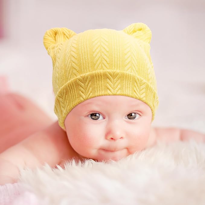 DRESHOW BQUBO 6 Pack Baby Hats for Boys Girls Unisex Baby Hat Soft Knit Cap Nursery Beanie for Newborn Infant Toddler Kid