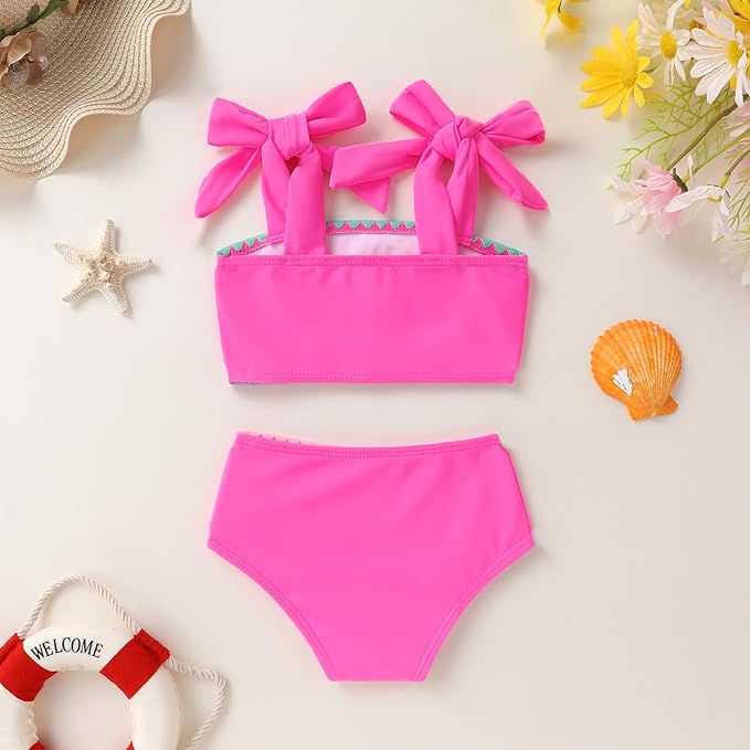 YOUNGER TREE Toddler Girls Two Pieces Swimsuit Color Block Stripe Swimwear Summer Beach Bathing Suit 18M-5T