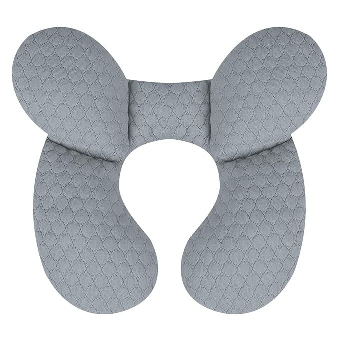 KAKIBLIN Baby Travel Pillow, Upgraded Baby Neck Pillows for Car Seat, Babies Support Pillow, Infant Neck Pillow for Head and Neck, Newborn Head Support for Car Seat,Pushchair (Light Grey)