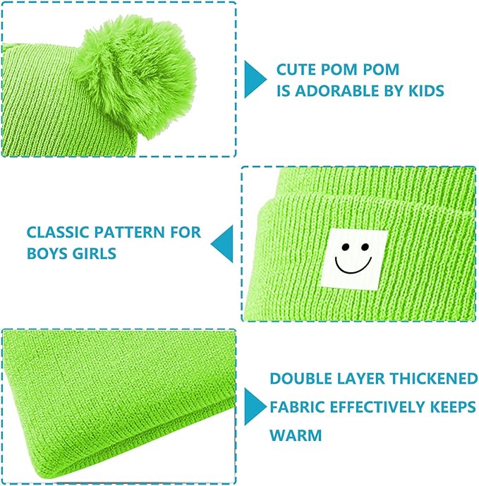 AZJ Baby Beanie Hat Toddler Infant Winter Knitted Hat Kids Soft Warm Pom Pom Beanie Cap for Boys Girls