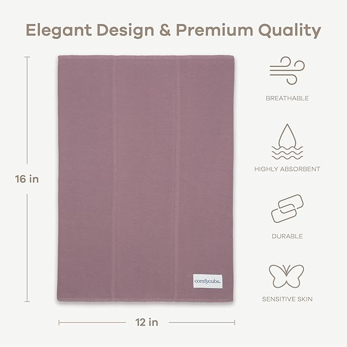 Comfy Cubs Baby Burp Cloths Set (Pack of 10) - Large, 6-Layer, Ultra Absorbent 100% Cotton for Infant Spit-Up, Drool, and Messes - Soft, Gentle, Thoughtful New Born Baby Gifts, Mulberry