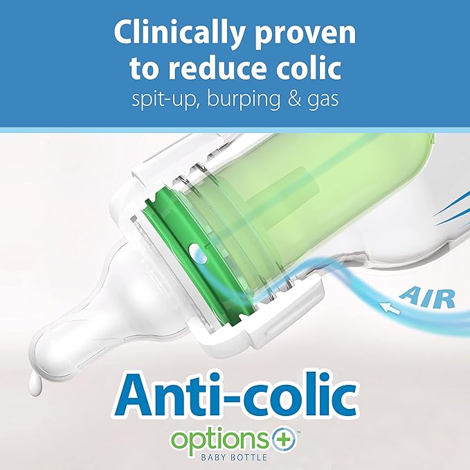 Dr. Brown’s Natural Flow® Anti-Colic Options+™ Narrow Baby Bottles 8 oz/250 mL, with Level 1 Slow Flow Nipple, 6 Pack, 0m+ Balloon Animals Gift Set