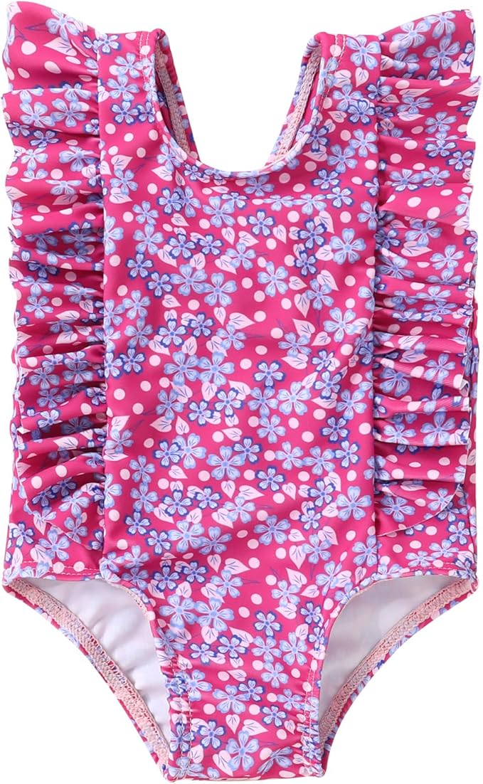 Happy Town One-Piece Infant Toddler Baby Girl Summer Swimsuit Watermelon Leopard Ruffle Swimwear Bikini Bathing Suit